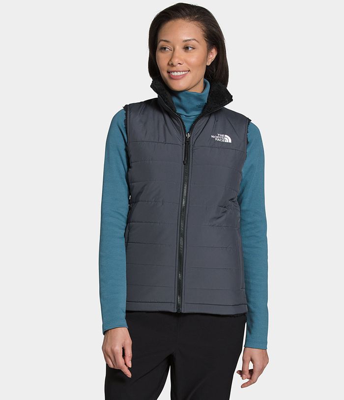 The North Face Womens Vests Mossbud Insulated Reversible 183OWSQRK - Grey/Black